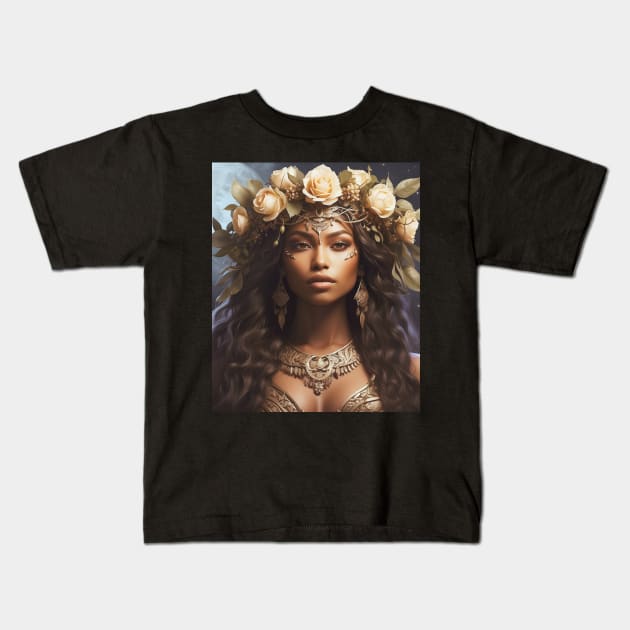 A Powerful Beautiful Woman Warrior Kids T-Shirt by The Global Worker